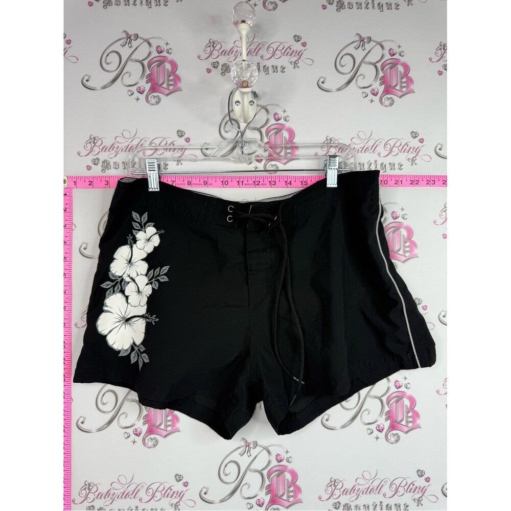 Shorts summer pool surf y2k Hawaii Black Floral Women's Swim/Board Shorts